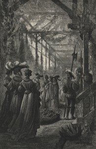Fest i et drivhus, etter en gravering fra 1400-tallet (gravering) av European School