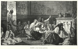 Begravelse i det gamle Egypt (litho) av European School