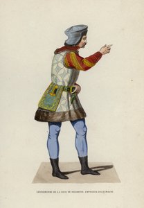 Gentleman of the Court Sigismund, keiser av Tyskland (farget gravering) av European School