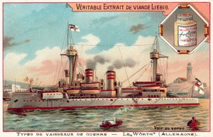 Tysk slagskip SMS Worth (chromolitho) av European School