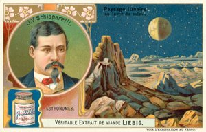 Giovanni Schiaparelli og månens overflate ved soloppgang (chromolitho) av European School