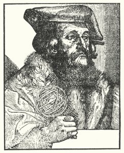Girolamo Fracastoro, som skrev diktet "Syphilis sive Morbus Gallicus" (gravering) av European School