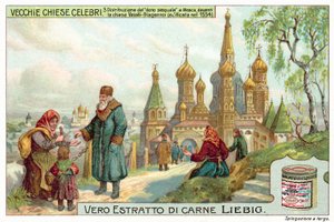 Utdeling av påskealmisser foran St Basil