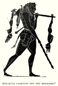 Herakles bærer bort Kerkopene (gravering) av European School
