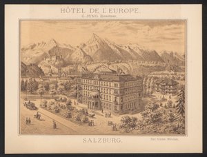 Hotel Trade Card (farget gravering) av European School