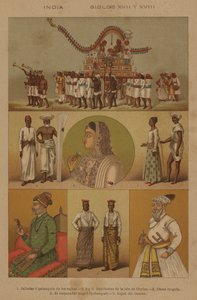 India, 1600- og 1700-tallet (farge litho) av European School
