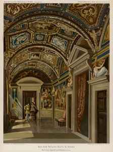 Interiør i Palazzo Doria, Genova, Italia (farge litho) av European School