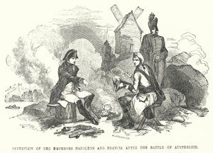 Intervju av keiserne Napoleon og Frans etter slaget ved Austerlitz (gravering) av European School