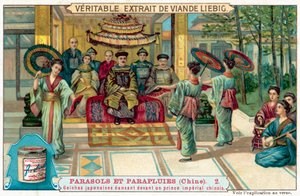 Japanske geishaer som danser for en kinesisk prins (chromolitho) av European School