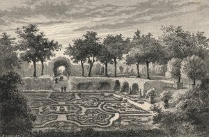 Broderte hager til Tuileriene under Henri IV (gravering) av European School