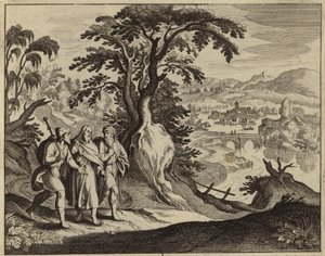 Jesus Kristus viser seg for to disipler på veien til Emmaus (gravering) av European School
