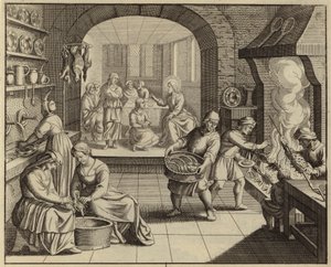 Jesus Kristus hjemme hos Marta og Maria (gravering) av European School