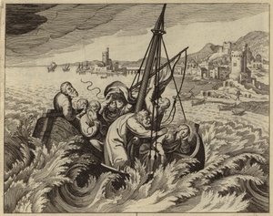 Jesus Kristus stiller stormen (gravering) av European School