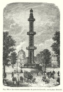 Den monumentale søylen til Grenelle-brønnen, på Place Breteuil (gravering) av European School
