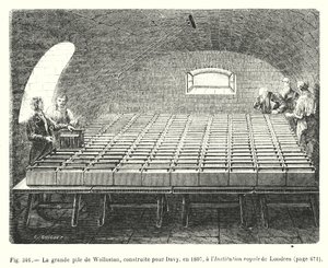 The Great Pier of Wollaston, bygget for Davy, i 1807, ved Royal Institution i London (gravering) av European School