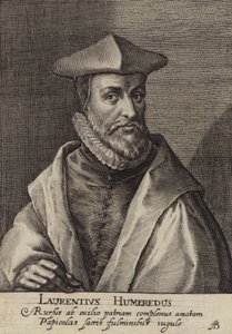 Laurence Humphrey , engelsk teolog, president for Magdalen College, Oxford (gravering) av European School