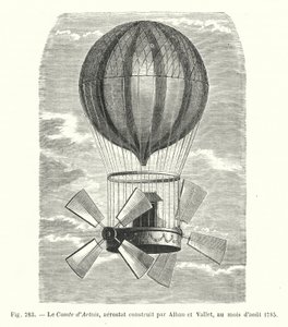 Comte d'Artois, aerostat bygget av Alban og Vallet, i august 1785 (gravering) av European School