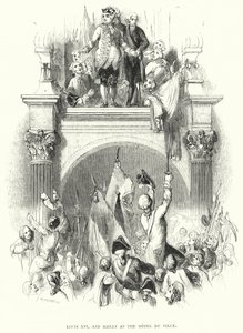 Louis XVI og Bailly på Hotel de Ville (gravering) av European School