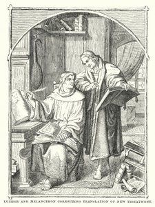 Luther og Melancthon korrigerer oversettelse av Det nye testamente av European School