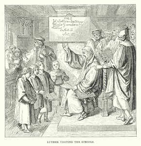 Luther besøker skolene (gravering) av European School