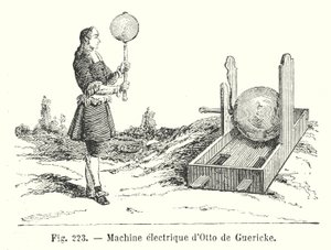 Otto de Guerickes elektriske maskin (gravering) av European School