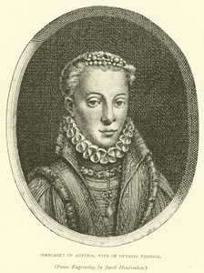 Margaret av Østerrike, kone til Ottavio Farnese (gravering) av European School