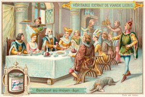 Middelalderbankett (chromolitho) av European School