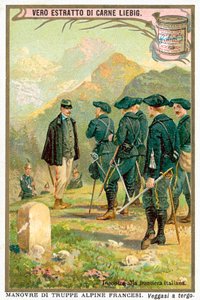 Møte ved den italienske grensen (chromolitho) av European School