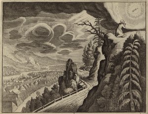 Moses taler til Gud på Sinai-fjellet (gravering) av European School