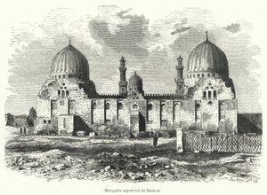 Moskeen og mausoleet til Sultan Barquq, Kairo, Egypt (litho) av European School