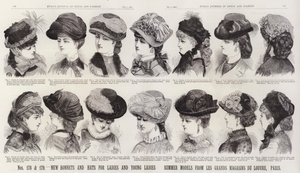Nye panser og hatter for damer og unge damer; Sommermodeller fra Les Grands Magasins Du Louvre, Paris (gravering) av European School