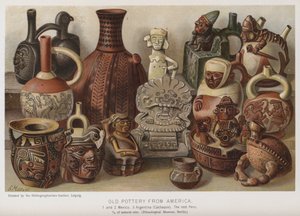 Gammelt keramikk fra Amerika (chromolitho) av European School