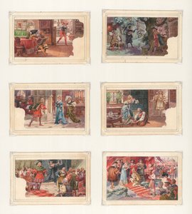 Originalt kunstverk for et sett med Liebig-kort: Wagner, Die Meistersinger (gouache på papir) av European School