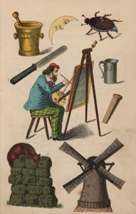 Side fra den magiske boken (farge litho) av European School