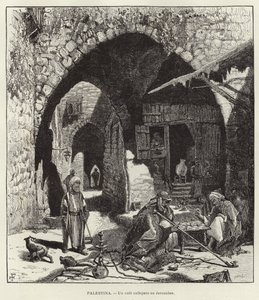 Palestine, en gatekafé i Jerusalem av European School