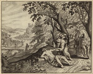 Lignelse om den barmhjertige samaritan (gravering) av European School