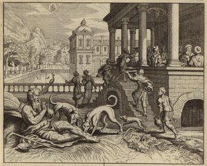 Lignelse om den rike mannen og tiggeren Lasarus (gravering) av European School