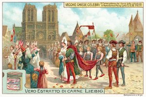 Prosesjon forlater Notre Dame de Paris under regjeringen til Charles VII av Frankrike av European School