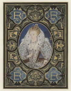 Dronning Elizabeth (farge litho) av European School