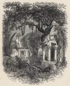 Ruinene av Great Mogul Gardens (gravering) av European School