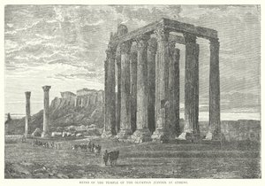 Ruinene av tempelet til den olympiske Jupiter i Athen (gravering) av European School