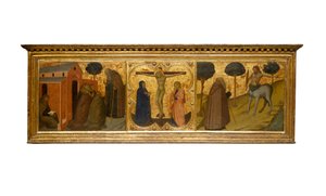 Sankt Antonius abbed forkynner; Kristus på korset med jomfruen og den hellige Johannes; Sankt Antonius abbed og kentauren av European School