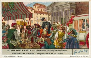 Beslag av ulovlig omsatt spaghetti, Roma (kromolitho) av European School