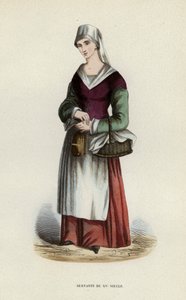 Tjener fra 1400-tallet (farget gravering) av European School