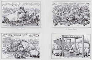 Sosialistisk tegneserie fra 1895 om forskjellige styreformer (litho) av European School