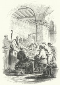 St Eligius serverer mat til de fattige (gravering) av European School