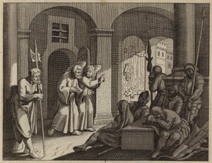 St Peter befridd fra fengselet av en engel (gravering) av European School