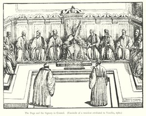 Doge and the Signory in Council (gravering) av European School