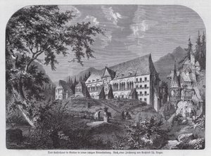 Kaiserhaus, keiserpalasset i Goslar, Tyskland (gravering) av European School
