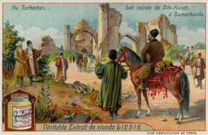 Ruinene av Bibi-Khanym-moskeen i Samarkand i Usbekistan av European School